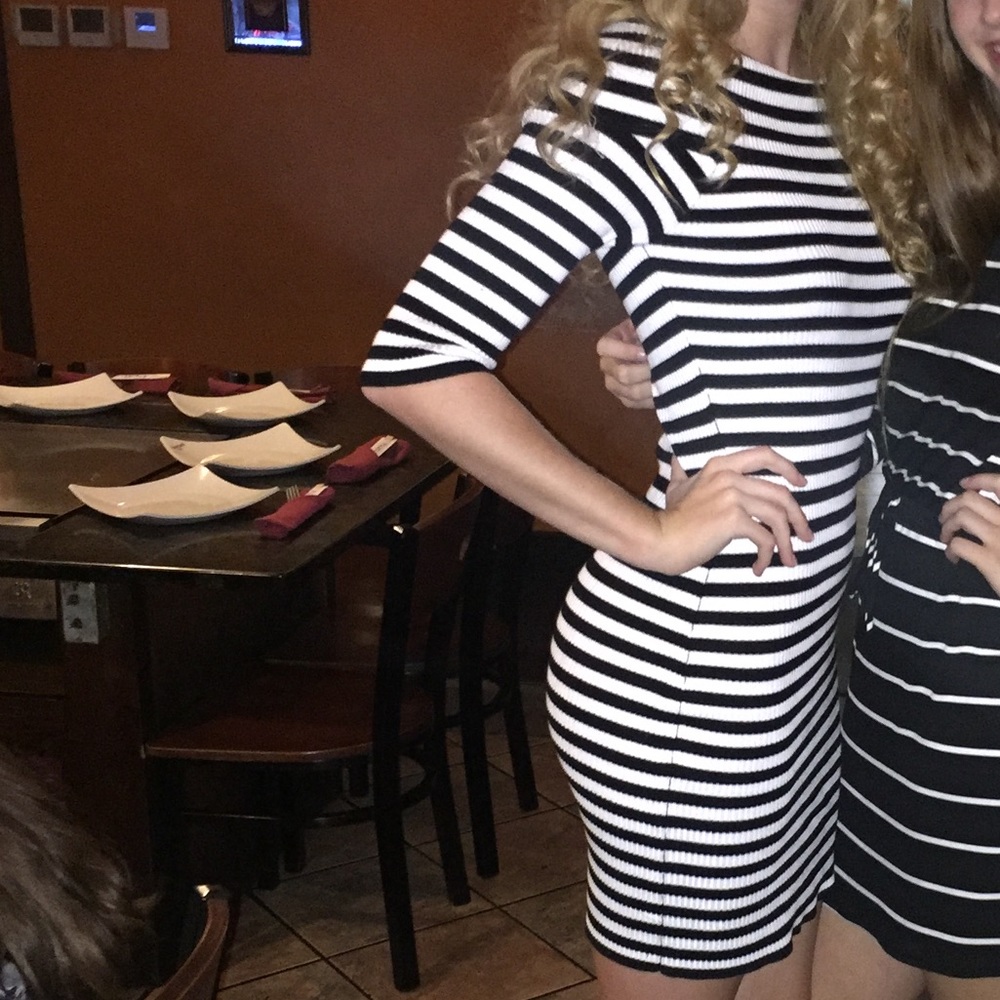 Charlotte Russe- Black and White Striped Dress